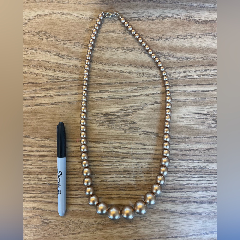 Gold Tone Bead Costume Necklace - Sharpie for size